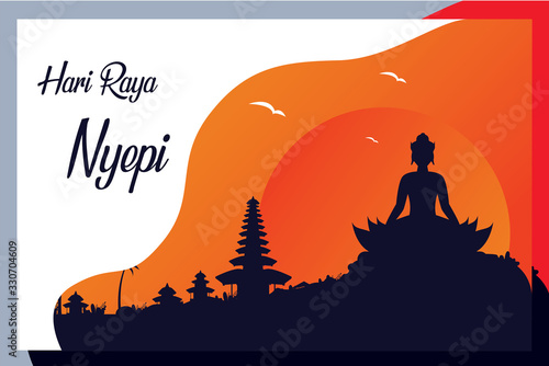 Bali's Day Of Silence And Hindu New Year Vector Illustration, Indonesia Bali's Nyepi Day, Hari Nyepi