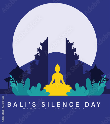 Bali's Day Of Silence And Hindu New Year Vector Illustration, Indonesia Bali's Nyepi Day, Hari Nyepi