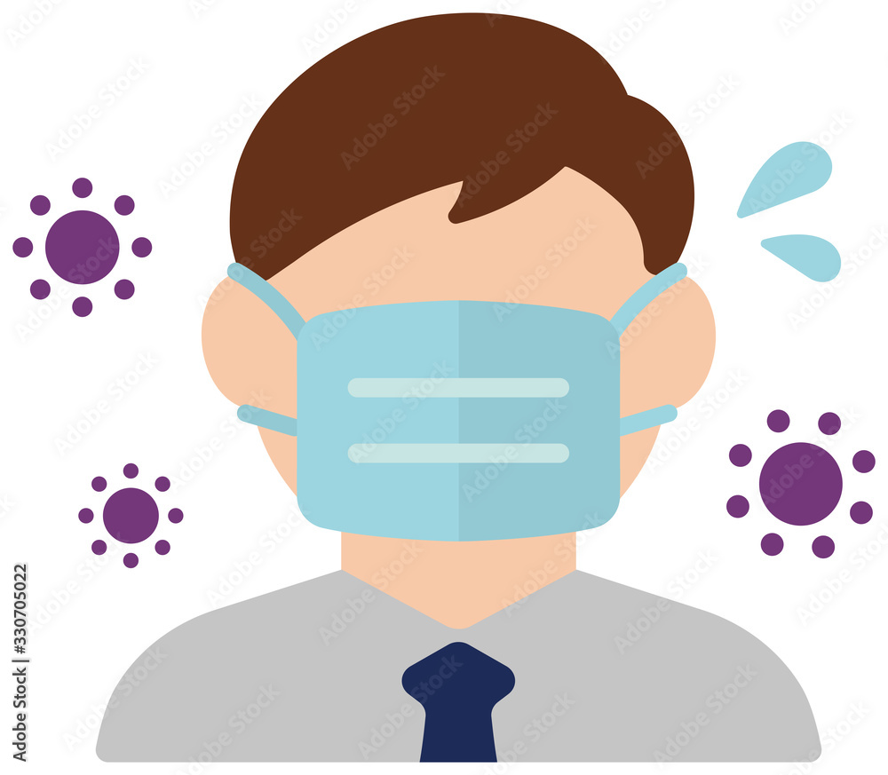 Faceless man (upper body) wearing a mask vector icon / Coronavirus / covid-19 (influenza, hay fever etc.) prevention. Faceless man (upper body) wearing a mask vector icon / Coronavirus / covid-19 (influenza, hay fever etc.) prevention.