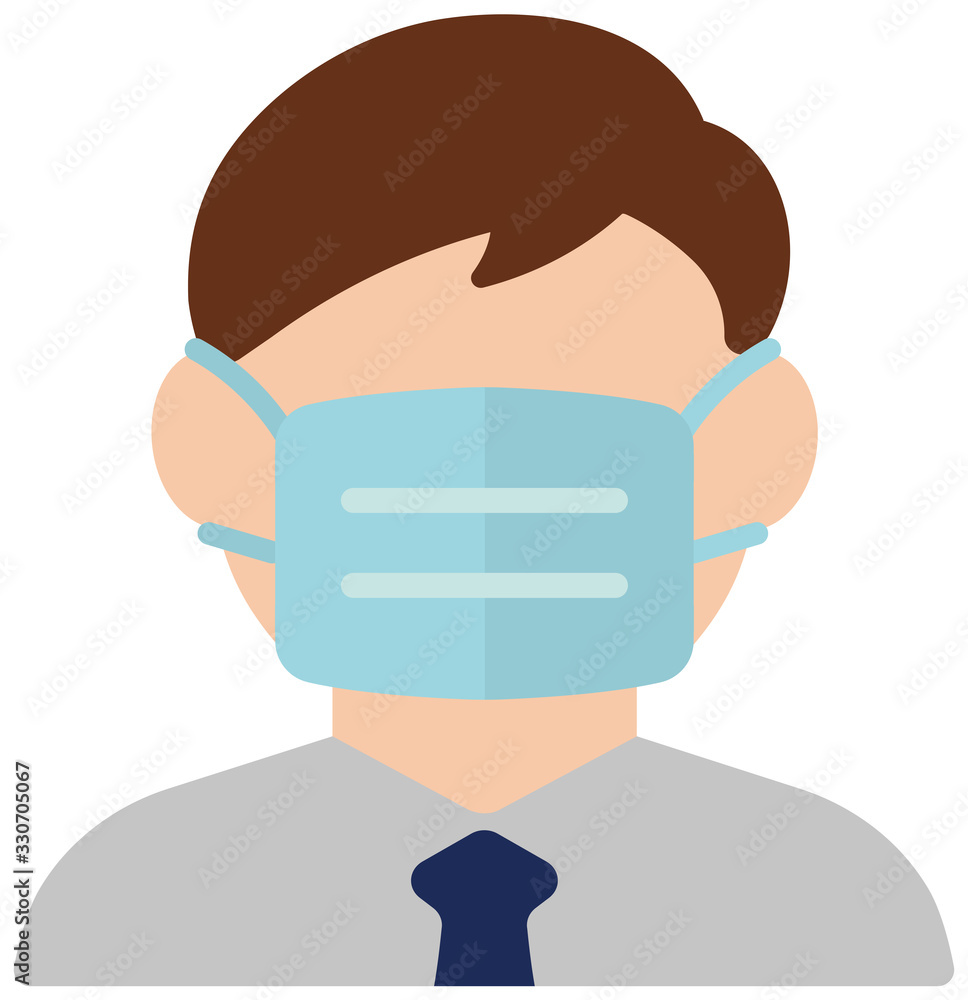 Faceless man (upper body) wearing a mask vector icon / Coronavirus / covid-19 (influenza, hay fever etc.) prevention. Faceless man (upper body) wearing a mask vector icon / Coronavirus / covid-19 (influenza, hay fever etc.) prevention.