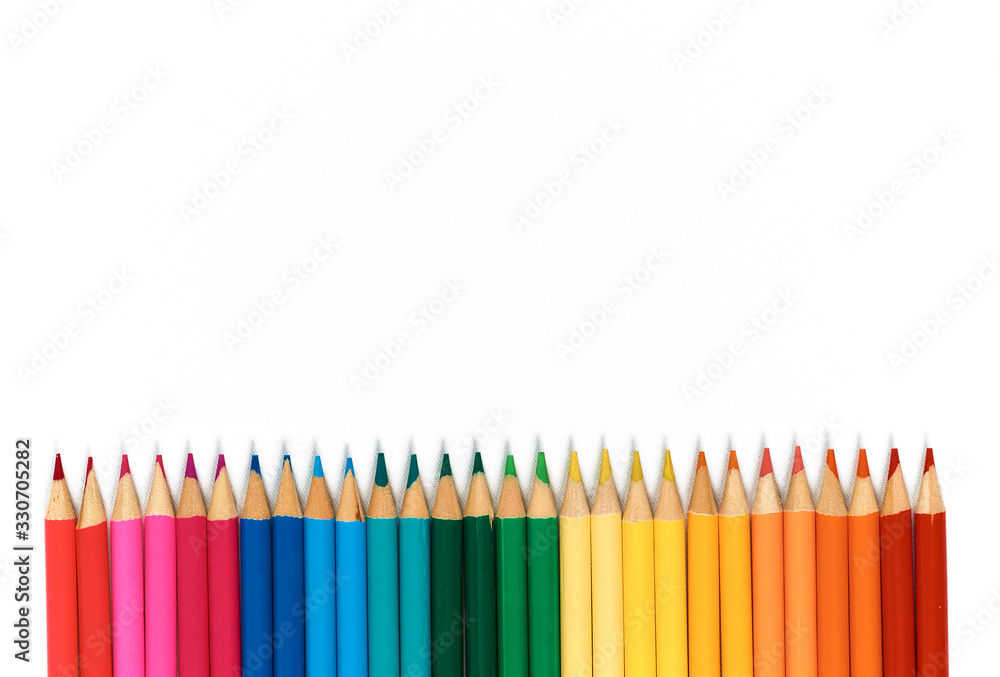 Color pencils lying on a white background. Color pencils lying on a white background.