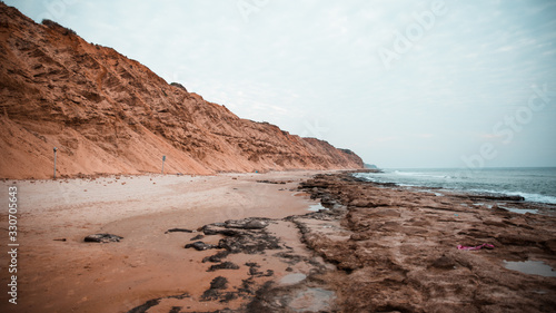 empty beach with cliffs