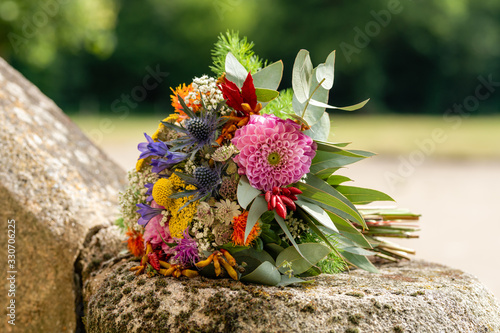 bridal bouquet and floral art for different ceremony photo