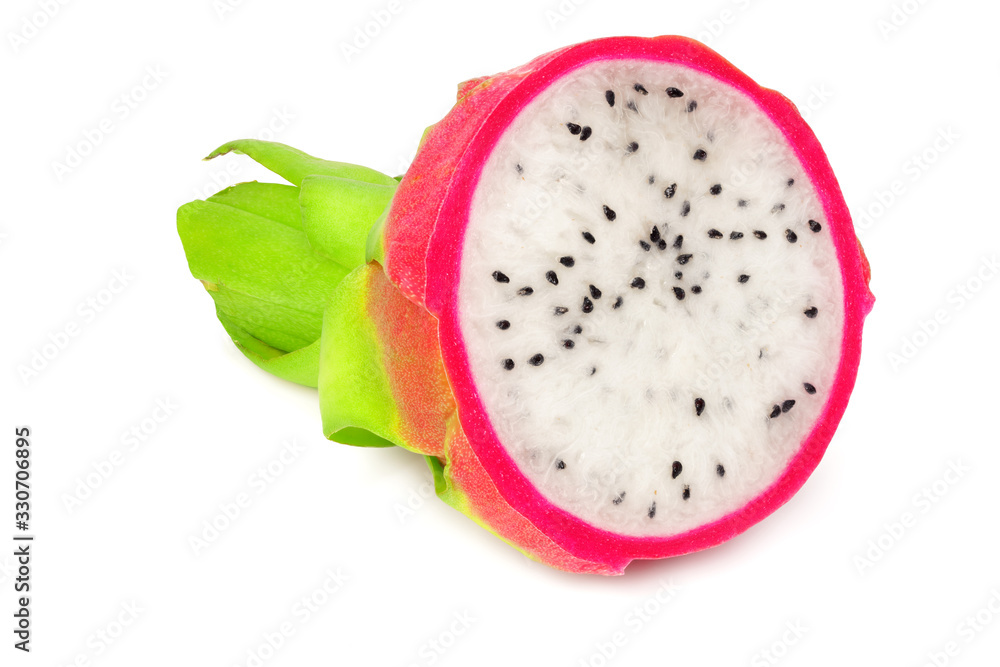 Sliced Ripe Dragon fruit isolated on white background. Pitaya or Pitahaya Sliced Ripe Dragon fruit isolated on white background. Pitaya or Pitahaya