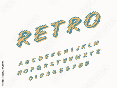 Stylish trendy logotype Retro Bar. 3D colorful Font