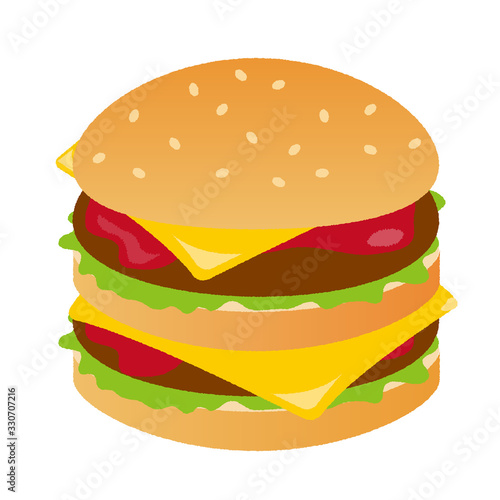 Vector illustration of a burger full of volume