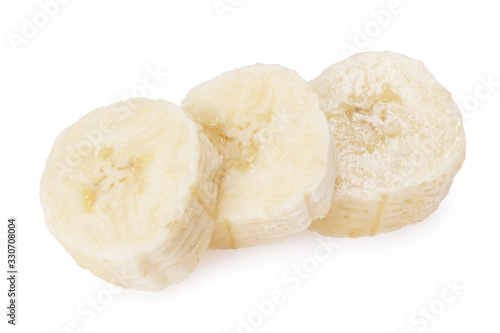 fresh sliced banana isolated on white background. Healthy food