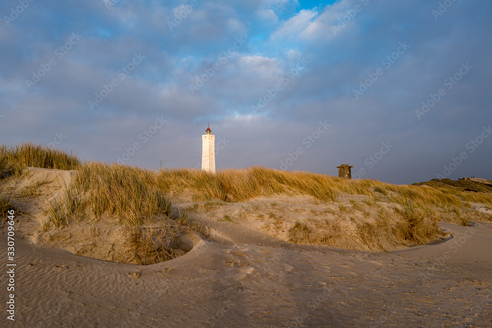 danish beach and lighthouse
