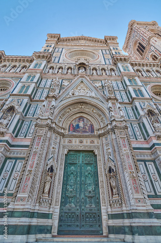 facade of cathedral in florence italy