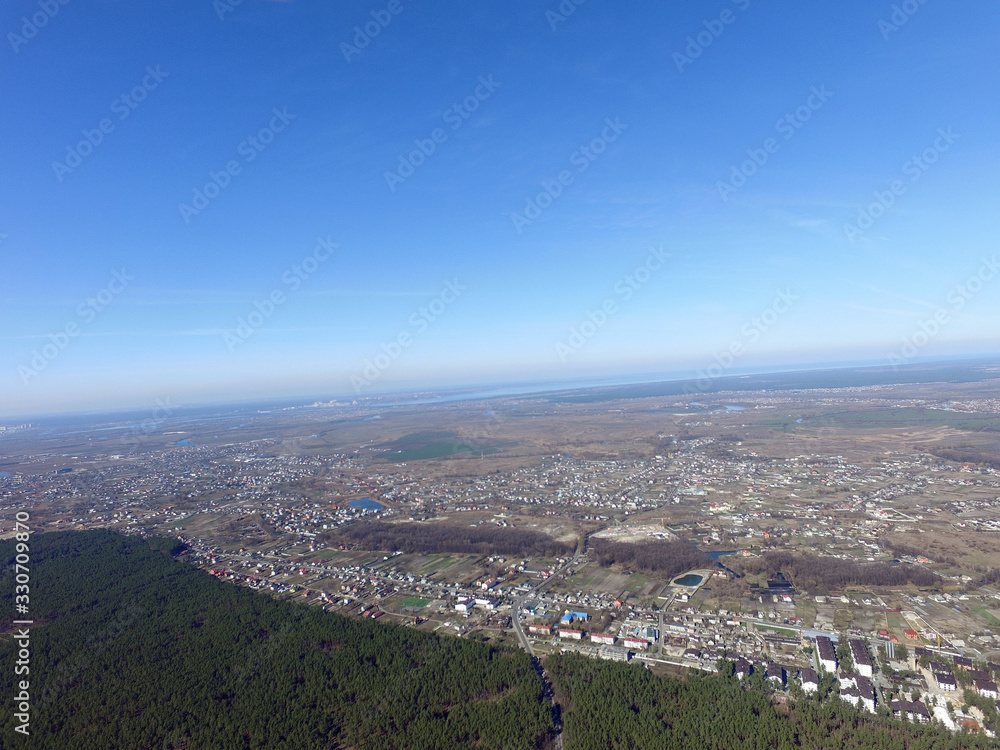 Aerial view of the saburb landscape (drone image).Near Kiev,Ukraine