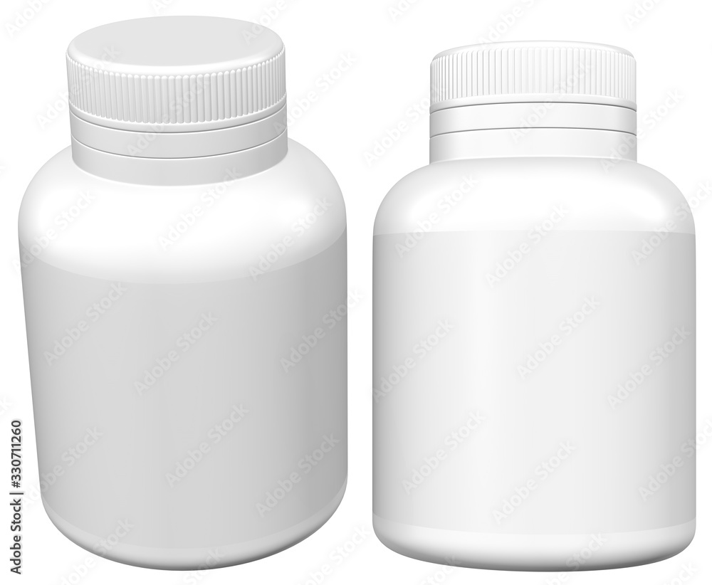 Realistic 3D Bottle Mock Up Template on White Background.3D Rendering Realistic 3D Bottle Mock Up Template on White Background.3D Rendering
