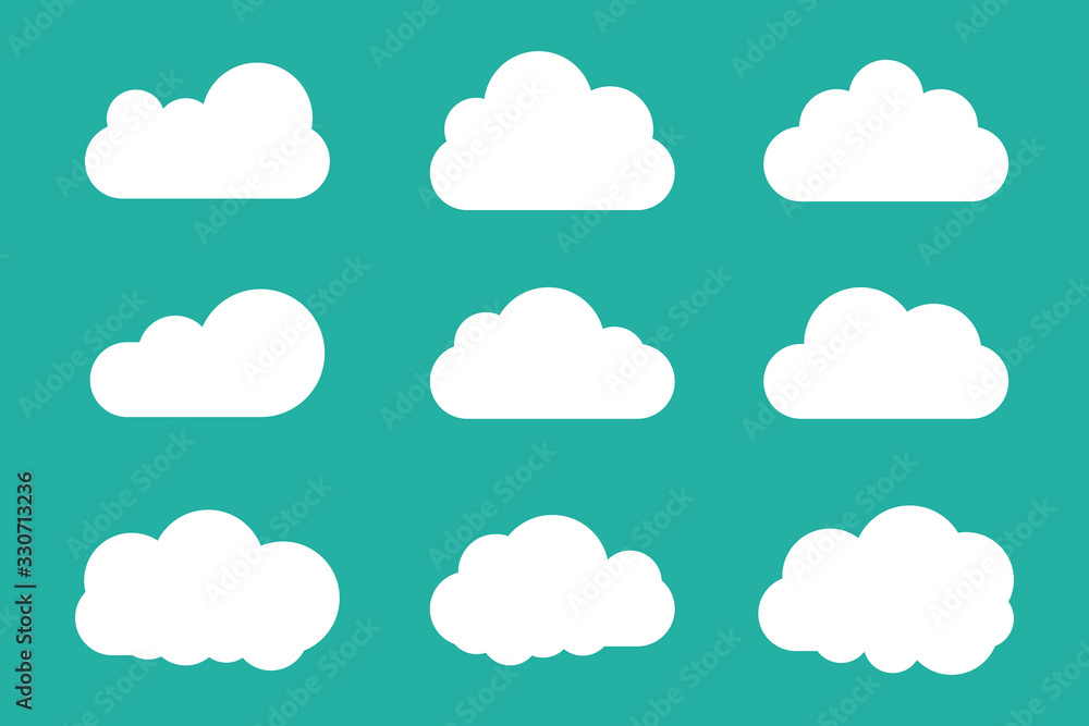 Clouds icon set flat style Clouds icon set flat style