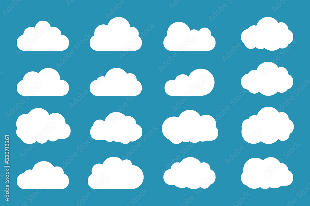 Clouds icon set flat style Clouds icon set flat style