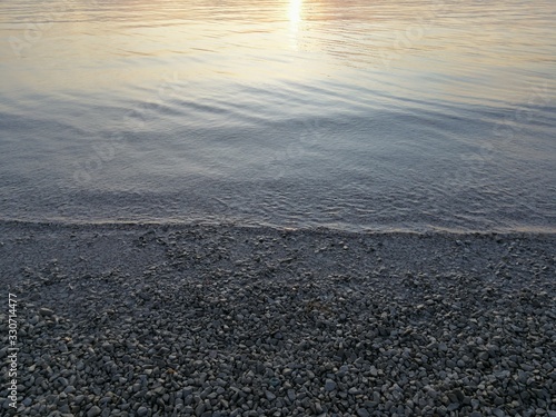 Romantic sunset on the beach in Fazana in Croatia in 2019.