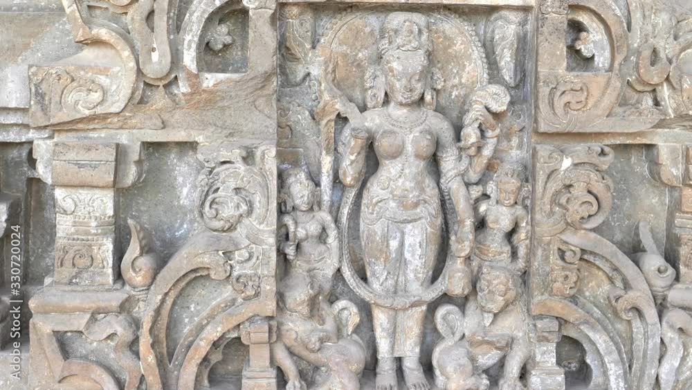 pan of a hindu goddess statue at chand baori stepwell situated in the village of abhaneri in the indian state of rajasthan pan of a hindu goddess statue at chand baori stepwell situated in the village of abhaneri in the indian state of rajasthan