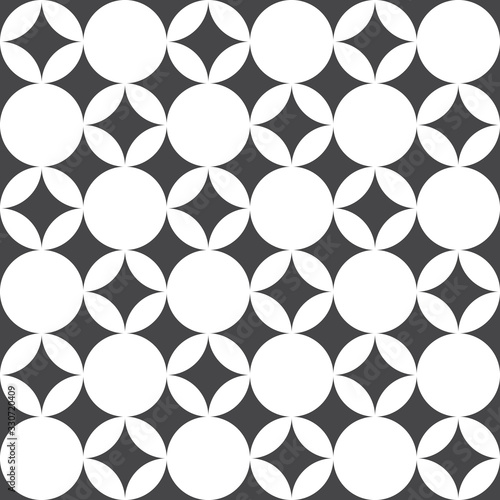 Geometric vector pattern, repeating circle and abstract star, monochrome styles. patter is clean for fabric, wallpaper, printing. Pattern is on swatches panel