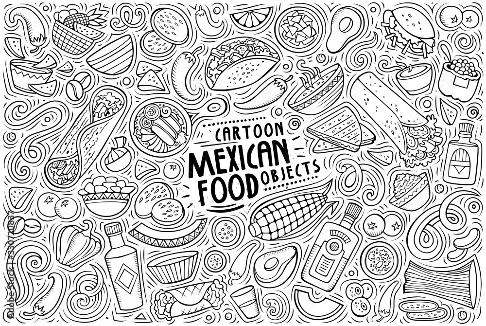 Vector set of Mexican food theme items, objects and symbols Vector set of Mexican food theme items, objects and symbols
