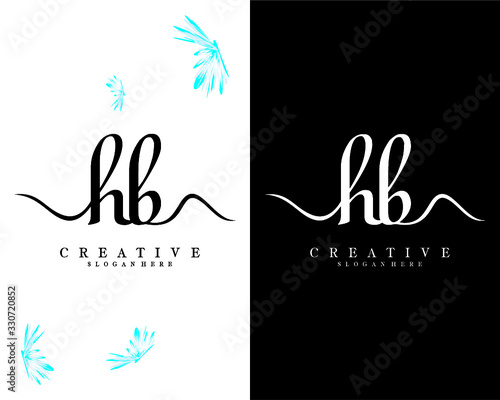 creative handwriting letter HB, BH logo design vector