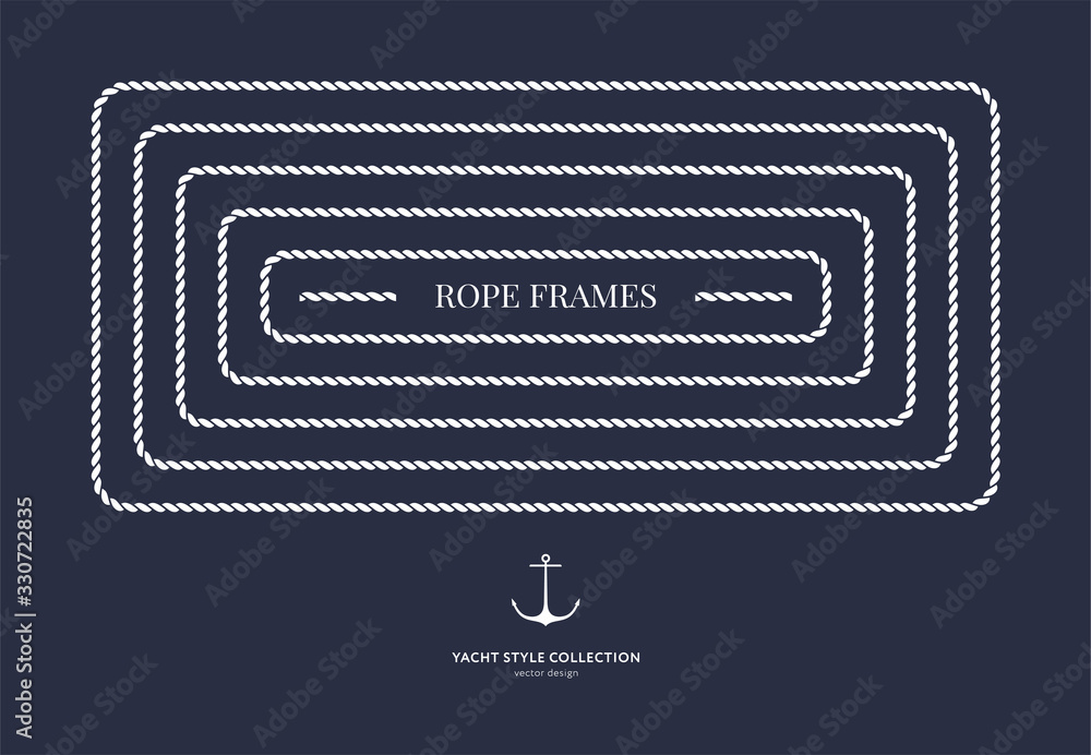 Nautical Rop Frame Nautical rope frames and bordes set. Yacht style design. Vintage ...