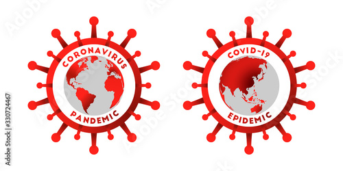Coronavirus and global pandemic, COVID-19 and global epidemic concept. Vector illustration isolated on white background.