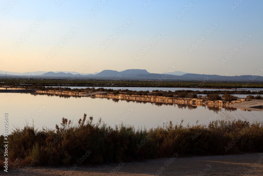 Es Trenc, Majorca / Spain - August 25, 2016: Salines de Llevant near Es Trenc, Mallorca, Balearic Islands, Spain.