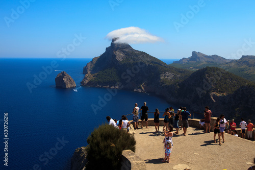 Cabo Formentor, Majorca / Spain - August 25, 2016: View and landscape from Cabo Formentor and Mirador d'es Colomer, Mallorca, Balearic Islands, Spain. photo