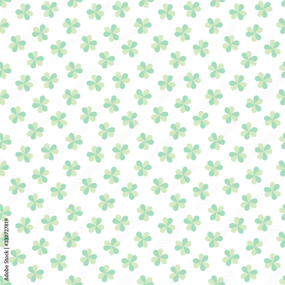 St. Patrick's Day background. Seamless pattern of light green clover leaves on white background. Illustration in flat style. Vector 8 EPS. St. Patrick's Day background. Seamless pattern of light green clover leaves on white background. Illustration in flat style. Vector 8 EPS.