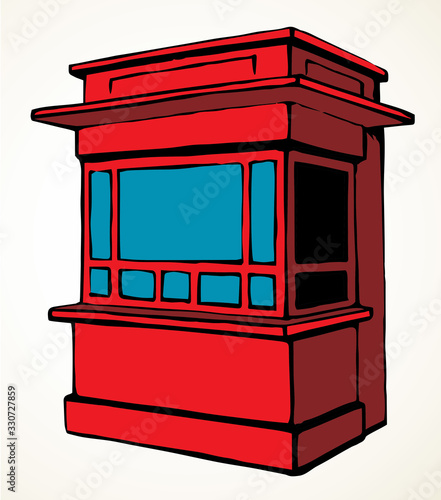 Shop stall. Vector drawing kiosk