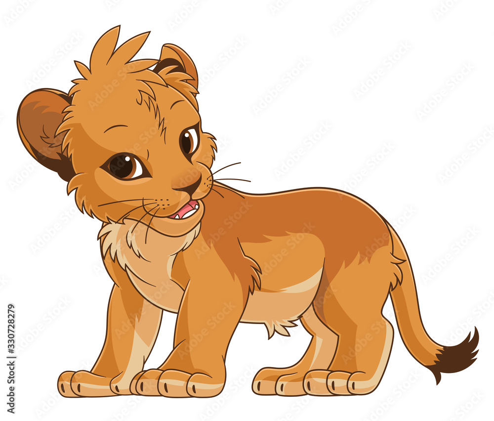 Cute cartoon lion cub Stock Vector | Adobe Stock