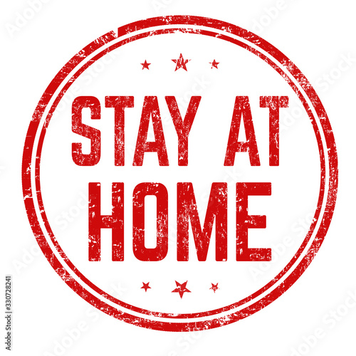 Stay at home grunge rubber stamp