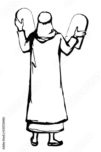 Moses with the tablets. Vector drawing