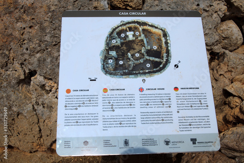 Torre d'en Galmés, Menorca / Spain - June 23, 2016: Torre d'en Galmés prehistoric site sign, Menorca, Balearic Islands, Spain photo