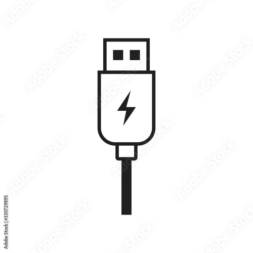 USB charge icon template black color editable. USB charge icon symbol Flat vector illustration for graphic and web design.