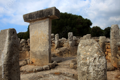 Salort site, Menorca / Spain - June 23, 2016: Taula de Torralba d'en Salort in prehistoric site in Menorca, Balearic Islands, Spain photo