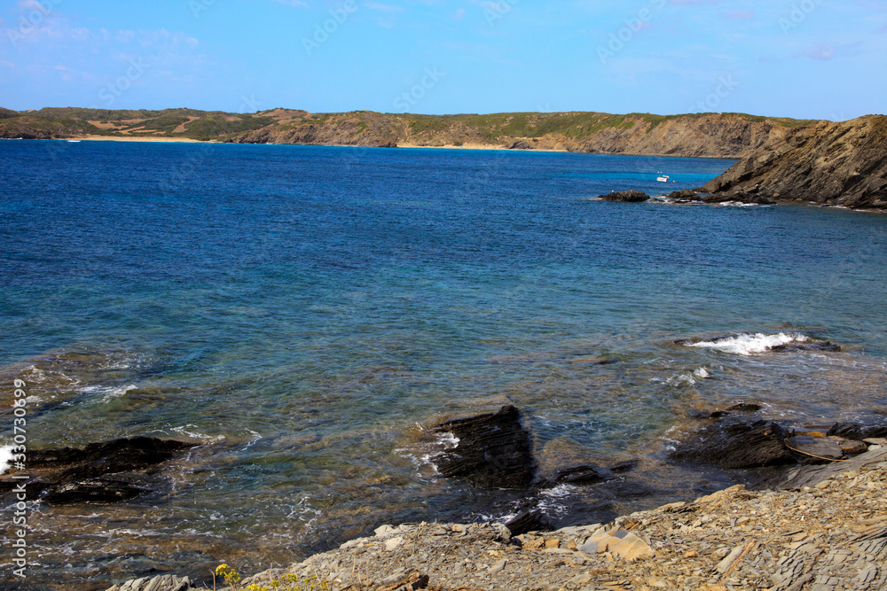 Cape Favaritx, Menorca / Spain - June 23, 2016: The sea at Cape Favaritx, Menorca, Balearic Islands, Spain