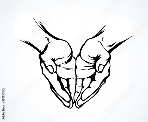 Praying hands. Vector drawing