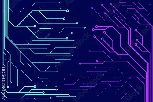Abstraction in the style of cyberpunk. Circuit board, wiring diagram. Sci-fi vector illustration.