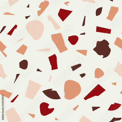 Contemporary modern abstract terrazzo art print. Vector seamless pattern