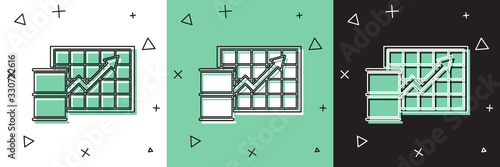 Set Oil price increase icon isolated on white and green, black background. Oil industry crisis concept. Vector Illustration
