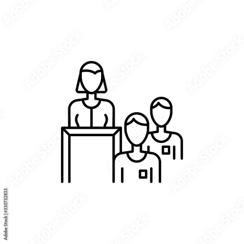 Orator, woman, men icon. Simple line, outline vector elements of teamwork for ui and ux, website or mobile application