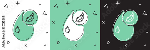 Set Bio fuel icon isolated on white and green, black background. Eco bio. Green environment and recycle. Vector Illustration
