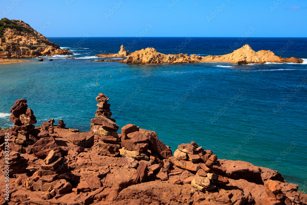 Cala Pregonda, Menorca / Spain - June 23, 2016: Cala Pregonda Biosphere Reserve area view, Menorca, Balearic Islands, Spain Cala Pregonda, Menorca / Spain - June 23, 2016: Cala Pregonda Biosphere Reserve area view, Menorca, Balearic Islands, Spain