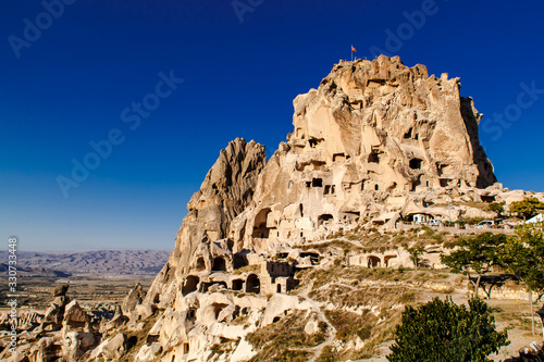 Uchisar Castle in Cappadocia. Anatolia, Turkey.