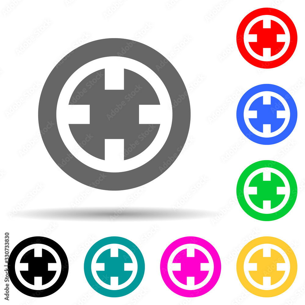 Chinese coin multi color style icon. Simple thin line, outline vector of web icons for ui and ux, website or mobile application Chinese coin multi color style icon. Simple thin line, outline vector of web icons for ui and ux, website or mobile application