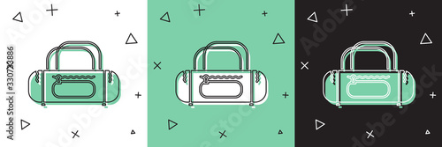 Set Sport bag icon isolated on white and green, black background. Vector Illustration