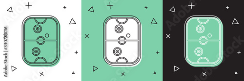 Set Air hockey table icon isolated on white and green, black background. Vector Illustration