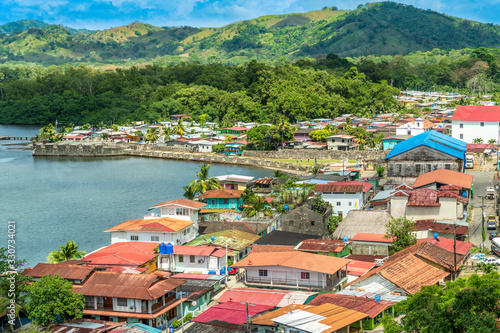 Aerial view of Portobelo village from the Peru Lookout Point in Portobelo, Panama. photo