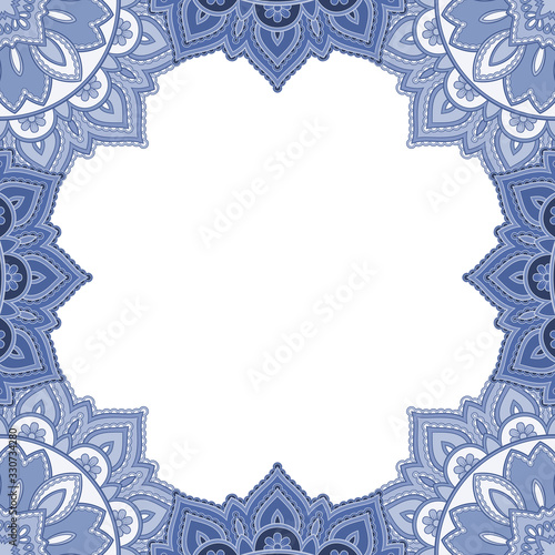 Abstract floral decorative frame for greeting card or invitation in ethnic style