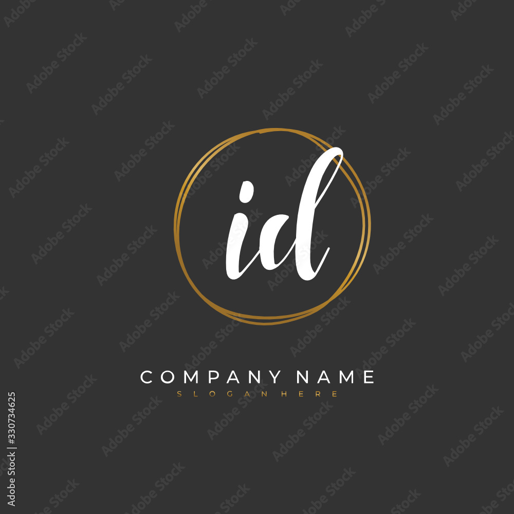 Handwritten initial letter I D ID for identity and logo. Vector logo template with handwriting and signature style. Handwritten initial letter I D ID for identity and logo. Vector logo template with handwriting and signature style.