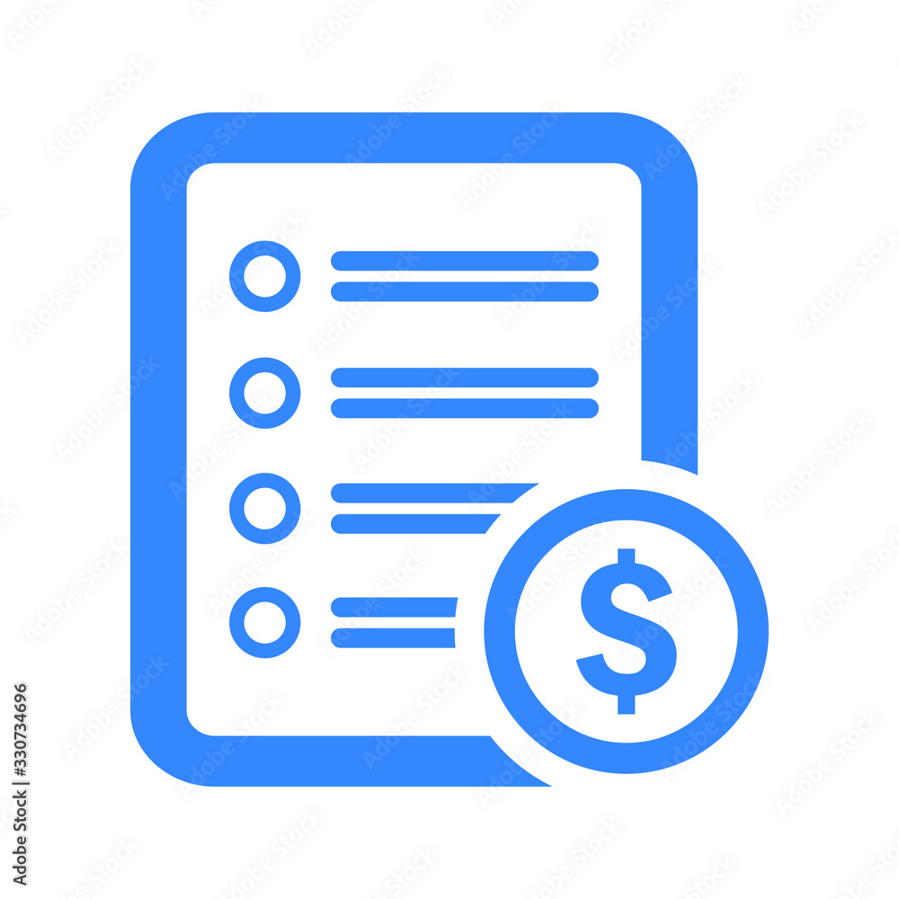 Bill, invoice, receipt blue icon Bill, invoice, receipt blue icon